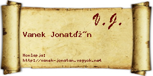 Vanek Jonatán névjegykártya